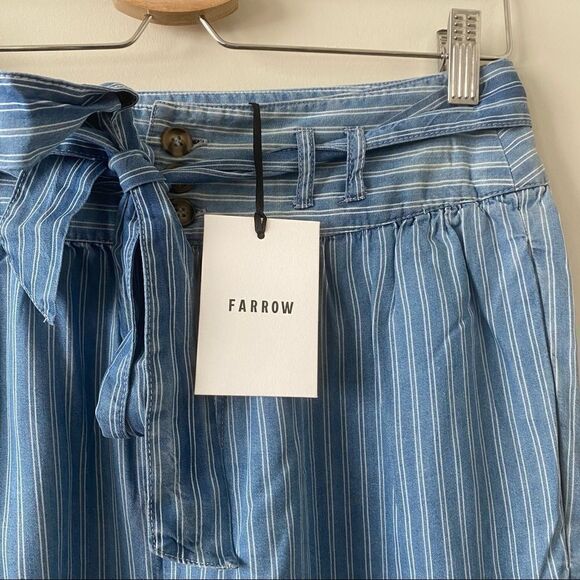 FARROW-CORRINE Pinstripe Relaxed High Rise Tie Waist Trouser (Small) - Picture 8 of 10